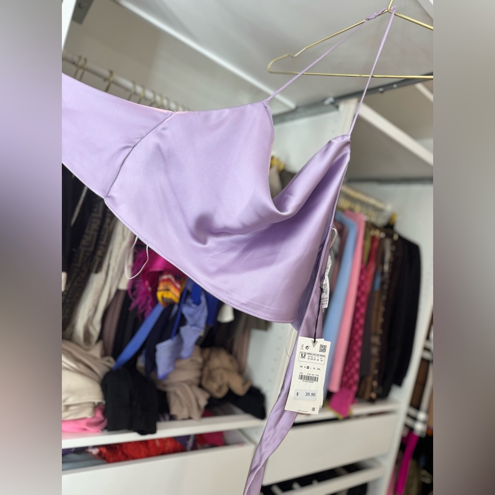 Zara Silk Purple Halter Top